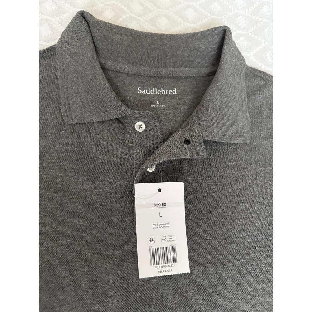 NEW WITH TAG Saddlebred Men's Polo Shirt Grey Size Large L